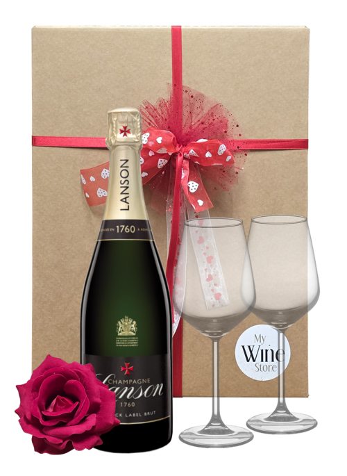 Box San Valentino Champagne Brut Black Label Lanson