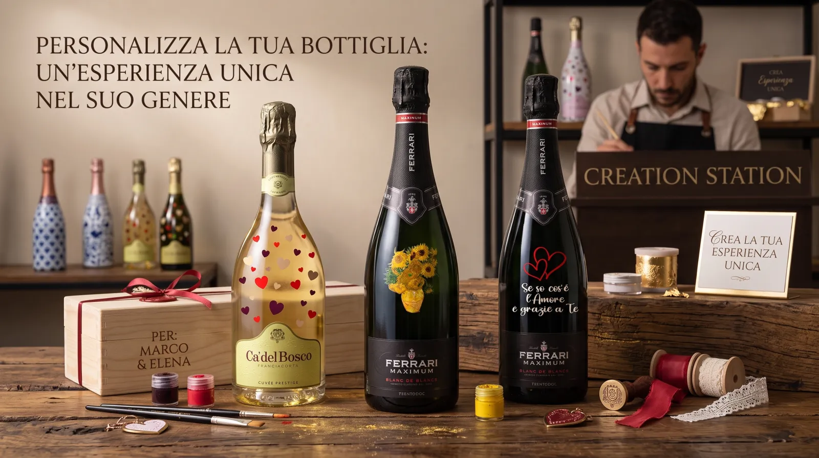 Bottiglia di vino personalizzata con decoro unico My Wine Store