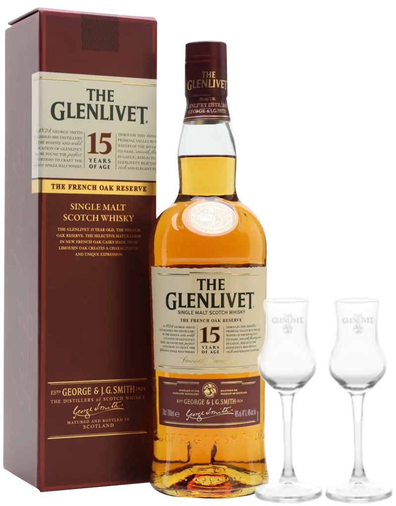 Glenlivet 15 years of age + 2 bicchieri