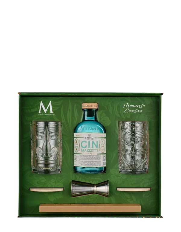 Confezione Momento Creativo Gin con 2 Tumbler Tiki Jigger e set cannucce