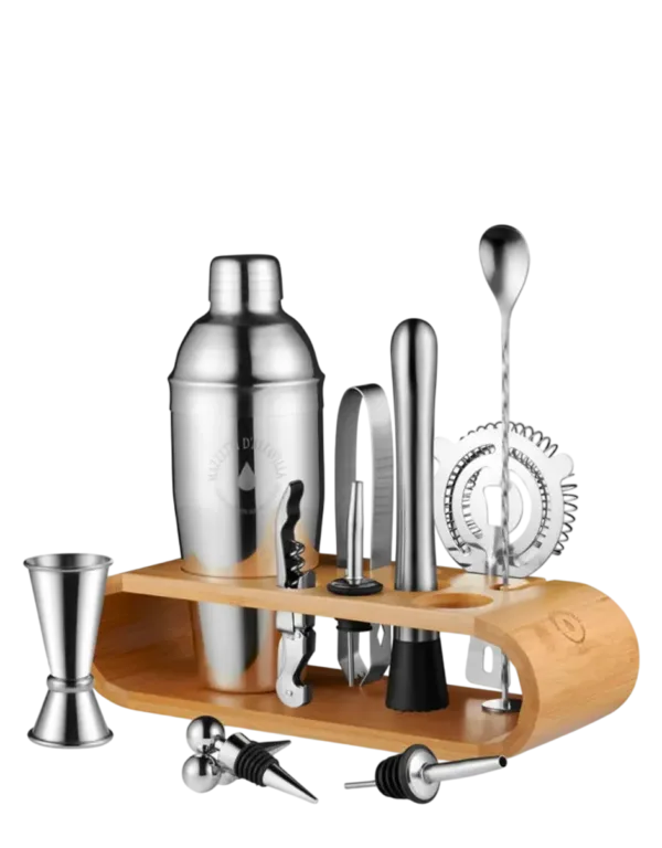 Set Barman 11 pezzi con base in legno personalizzata Mazzetti D'Altavilla